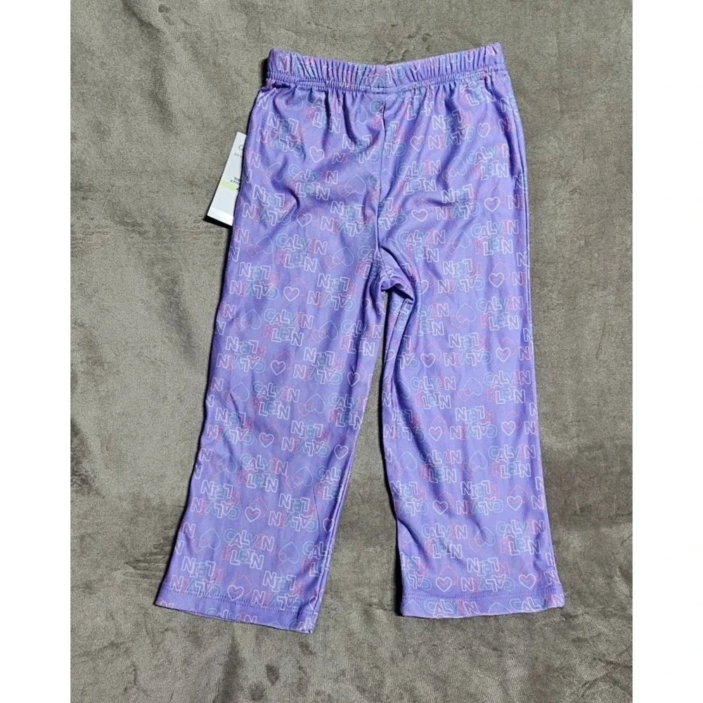 Calvin Klein Toddler Girls 4T Purple Logo Heart Pajama Set 2 Piece 37918108-50